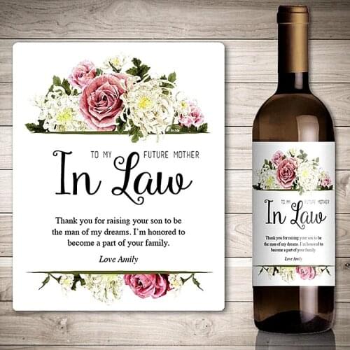 Custom Wine Label Gift for in Laws,Personalized Ideas Wine Bottle Sticker,Wedding Gifts for the Parents of the Bride and Groom