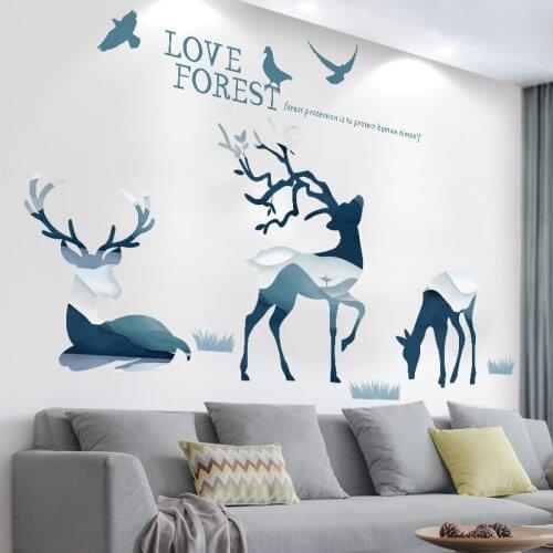 Elk Wall Stickers Nordic Style Teenager Room Decor Aesthetic Bedroom Living Room Sofa Backdrop Wall Decals Pegatinas De Pared