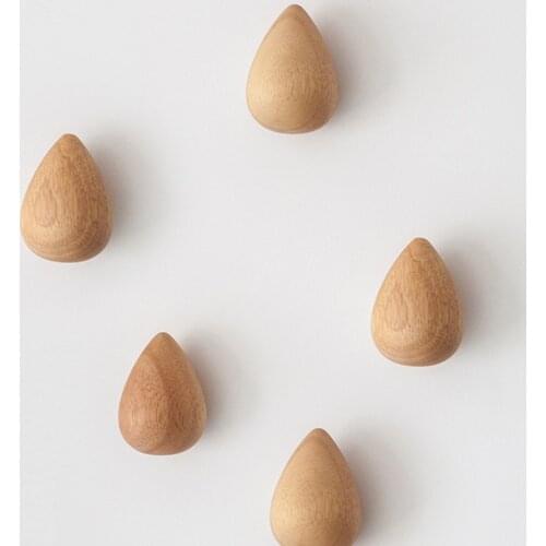 Wall Clothes Hanger Coat Wood Coat Rack Water Drop Shaped Wall Hook Free Perforated Handbag Hooks Home Decorative Hooks