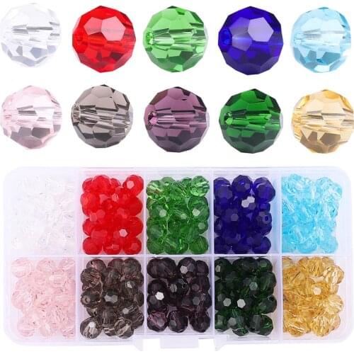 New 4-8mm Glass Faceted Spacer Beads Lobster Clasps Beading Cord Scissors Jump Rings Box Set For Diy Jewelry Making Accessories
