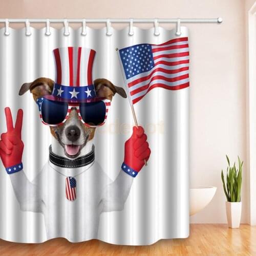 Patriotic American USA Flag Bathroom Shower Curtain Independence Day Decoration