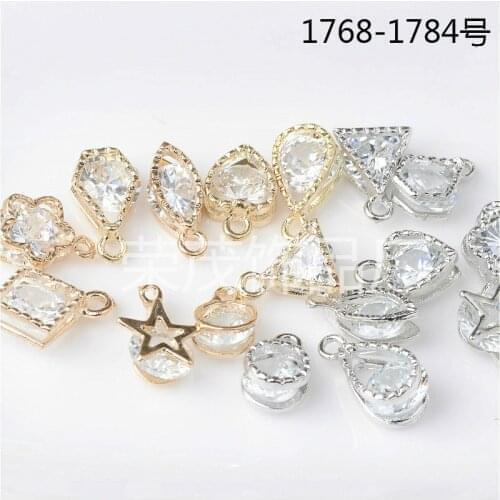 50pcs Fashion Jewelry floating charms Star Heart Gold/silver color Zircon imitation Crystal charm For Women Accessory Jewelry