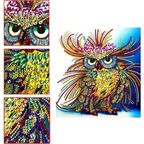 30x30cm 5D Round Drill Special-shaped Diamond Painting Animal Owl Crystal Diamond Embroidered Home Decorative Painting DIY Gift