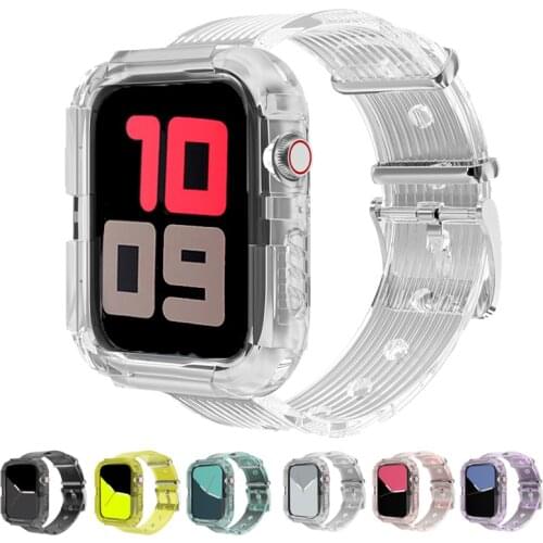 Silicone band strap for apple watch 5 4 bands 42mm 38mm sport correa transparent for iwatch series 5 4 3/2/1 watchband 44mm 40mm