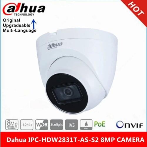 Dahua IPC-HDW2831T-AS-S2 8MP POE Camera Built-in Mic & SD Card Slot IP67 IR 30M IVS WDR Starlight Camera