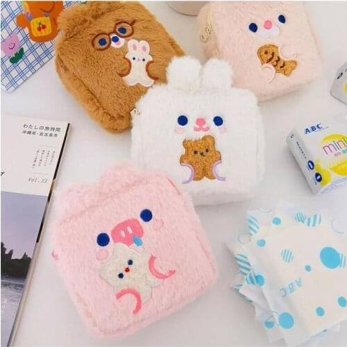 Cute Flannel Soft Girls Coin purse Bread Student Bus Bank Card Holder Case Women Phone Bag Mini Money Storage Bag Coin Pouches
