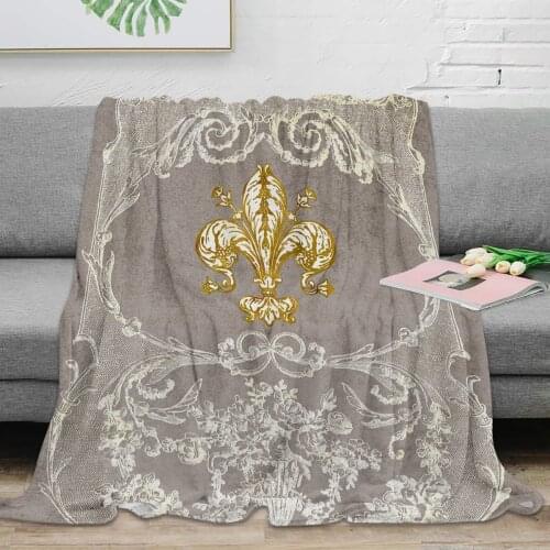 Fleur De Lis Throw Blanket Warm Microfiber Blanket Best Sale Flannel Blanket For Beds Home Decor Wholesale