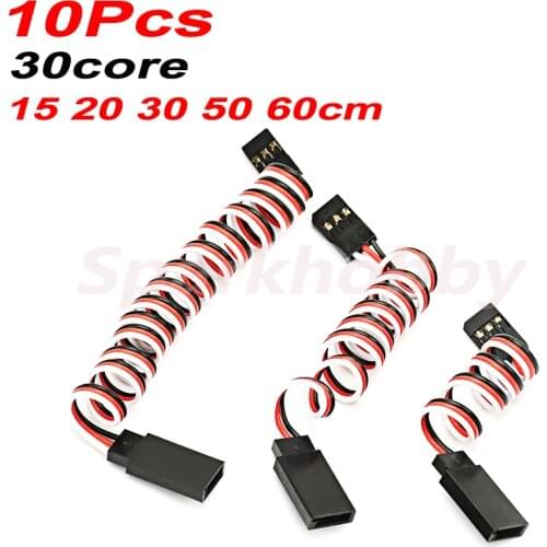 10PCS 30core 150mm/200mm/300mm/500mm/600mm RC Servo Extension Cord Cable Wire Lead JR For Rc airplane ACCS DIY parts