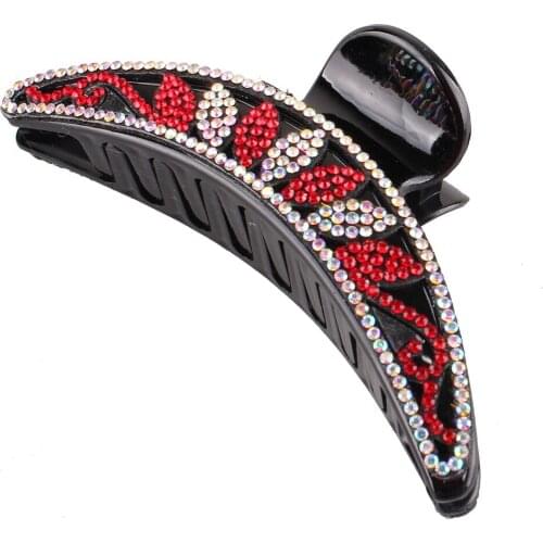 Women Retro Crystal Hair Claws Flower Banana Hair Clips Rhinestone Hairgrip Trendy Clip Barrettes Headdress Hair Accessories