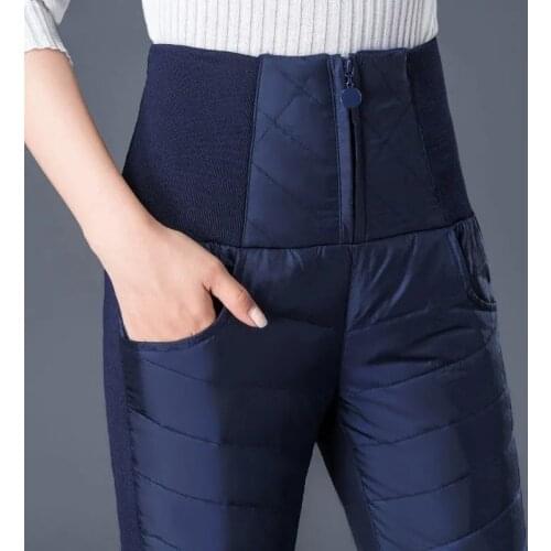 Winter Down Cotton Pants Women External wear Cotton Pencil Pants Trousers High waist Large size Down Cotton Trousers Women Pants