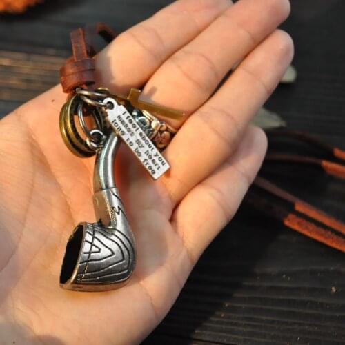 100% Genuine Leather Men Necklaces Pendants With pipe Punk Vintage Adjustable Brown Rope Chain Male Jewelry Mens Jewellery k1128