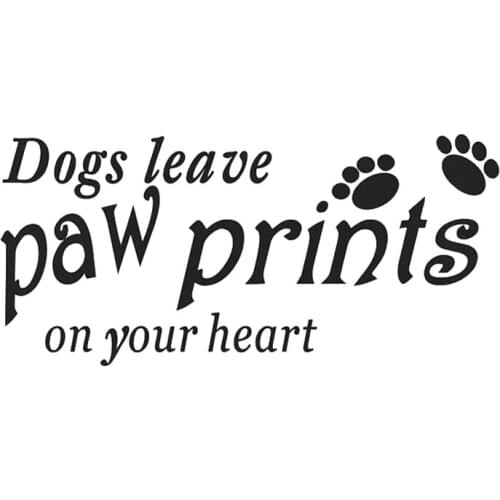 13.7CM*6.5CM Dogs Leave Paw Prints on Your Heart Vinyl Car Sticker Car Styling Black/Sliver C8-0038