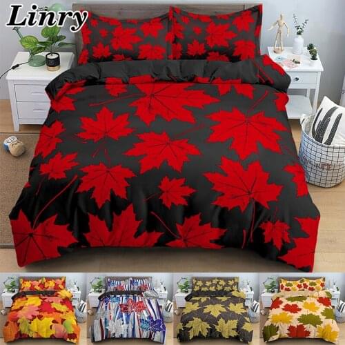 2/3PCS 3D Maple Leaf Bedding Set Tie Dye Duvet Cover Home Textile Single/Twin/Double/Full/Queen/UK King/AU King/US King Size