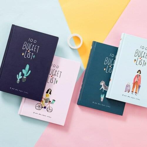 2021 Korean 100 Bucket To Do List Wish List Kawaii Cute Flower Colorful Boxed Daily Planner School Office Supplies Stationary A5