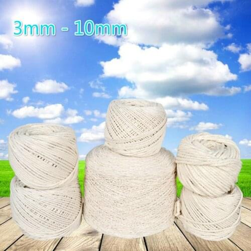 3-10mm White Cotton Twisted Braided Cord Rope Diy Handmade Home Textile Accessories Craft Macrame String Wedding Decoration