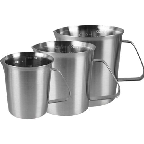 500-1000mL 304 stainless steel milk cup soy milk cup household measuring cup with scale experiment cup cone beaker