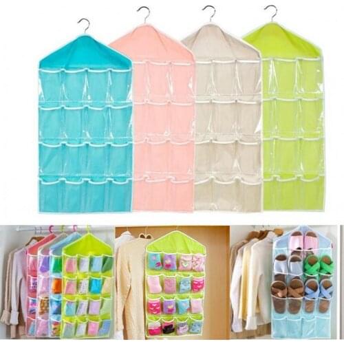 70% Dropshipping!!16-Pocket Door Back Hanging Bag Socks Bra Underwear Hanger Storage Organizer
