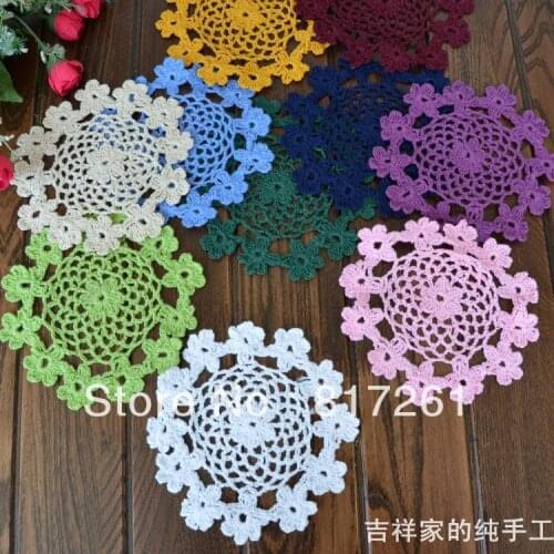 Free shipping 2015 new 10 pic/lot lace fabric doilies as dinning table coasters pot holder place mat for home decor wedding mat