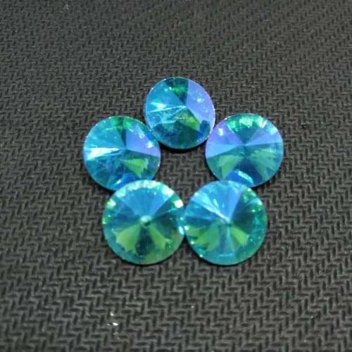 Turquoise blue AB satellite Round Crystal Glass Sewing Rhinestones Pointback DIY Wedding Dress and Bag 8mm 10mm 12mm 14mm