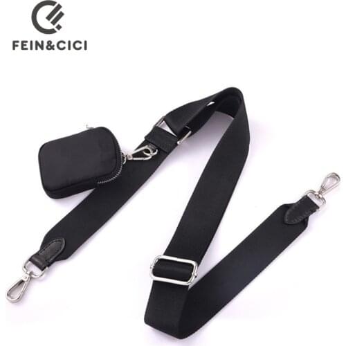 Large wide canvas nylon strap luxury designer shoulder bag replacement with cowskin leather messenger bag parts accessory