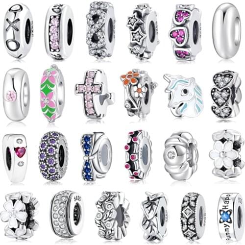 New Fashion 925 Sterling Silver Round Stopper Spacers Beads for Jewelry Making Fit Original European Charm Bracelet