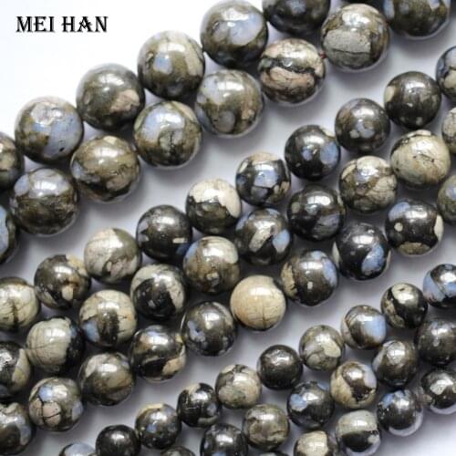 Meihan Free shipping 8mm , 10mm , 12mm natural grey opal llanite smooth round loose beads for jewelry DIY making design or gift