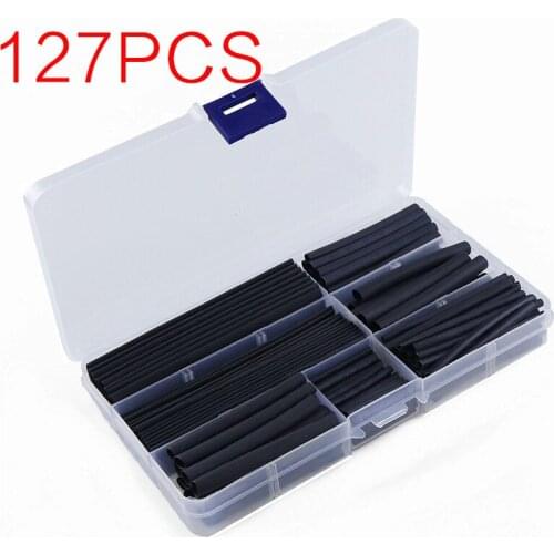 127PCS Black Heat Shrinkable Tube Cable Wire Protection Sleeve Thicken Waterproof Insulating Sleeve 2/2.5/3.5/5/7/10/13mm