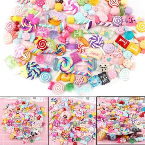 DIY Slime Beads Candy Flatbacks Resin Flat Back Scrapbooking Charms 30 Pcs/Pack