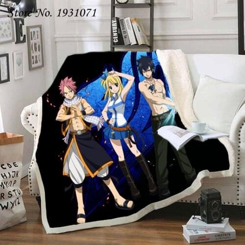 Anime FAIRY TAIL 3D Printed Fleece Blanket for Beds Thick Quilt Fashion Bedspread Sherpa Throw Blanket Adults Kids 09