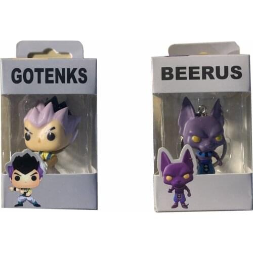 With box Official Amine GOTENKS BEERUS Keychain Vinyl Action Figure keychain Collectible Model Toy