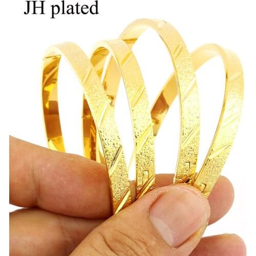 JHplated 4 pieces Women/girl Wedding Bridal Bangles Dubai Jewelry Africa Arab Bangles Jewely party best gifts