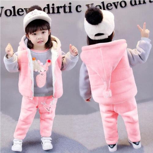 2021 Autumn Winter Warm Children Clothing Sets Baby Boy For Girls Plus velvet suit Newborn Toddler Clothes Kids Christmas Set
