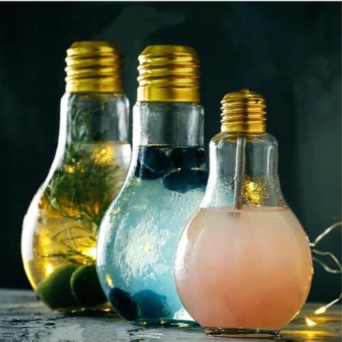 Creative Light Bulb Glass Mugs Personality Juice Milk Coffee Glass Cocktail Cup Transparent Ice Cream Bottle Bar Club Decoration