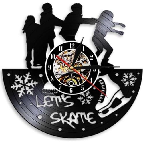 Lets Skate Freestyle Skate Club Decor Wall Clock Skating Vintage Vinyl Record Wall Clock Skate Party ?Silent Non ticking Clock