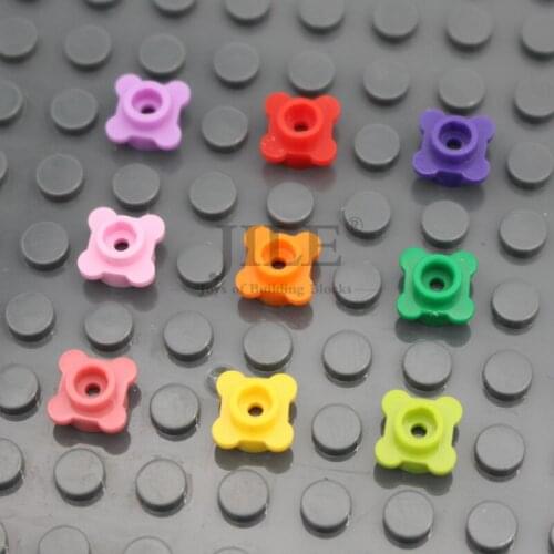 Moc Plate Round 1x1 with Flower Edge 4 Knobs Petals 33291 Plant Garden View Building Blocks Bricks Compatible Assembles Particle