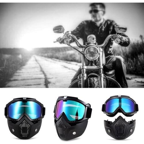 Modular Mask Detachable Goggles And Mouth Filter Face Motorcycle Half Helmet MV6