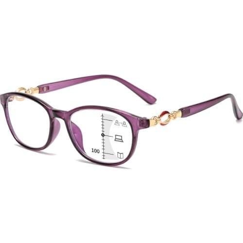 2021 Fashion Progressive Multifocal Reading Glasses Women Anti-blue Light Eyeglasses Prescription Spectacles Diopter +1.0to+4.0