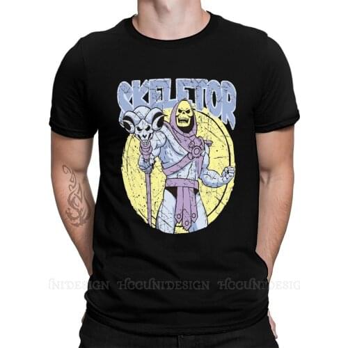 Men T Shirts Anime He-Man and The Masters of The Universe Funny Tee Shirt Skeletor Man Short Sleeve T-Shirt Pure Cotton Adult
