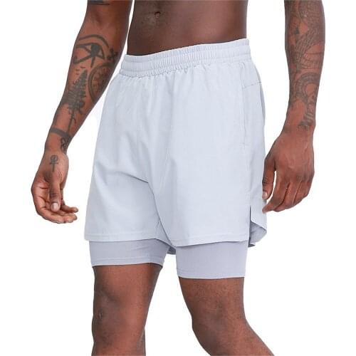 Mens Fitness Sports Shorts Mesh Two-in-One Double-Layer Quick-Drying Basketball Pants Mens Jogging Casual Five-Point Pants