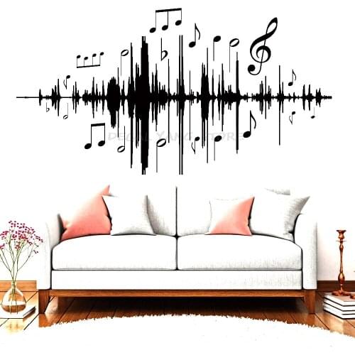 Music Audio Note Wall Decal Musical Frequency Wall Stickers Vinyl For Bedroom Kids Room Nursery Living Room Home Decor