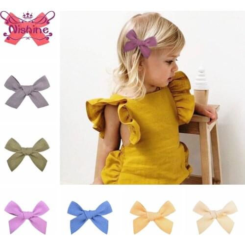 Nishine 9 CM Candy Color Cotton Bowknot Toddler Hair Clip Fashion Handmade Bows Baby Bangs Hairpin DIY Kids Headwear Photo Props