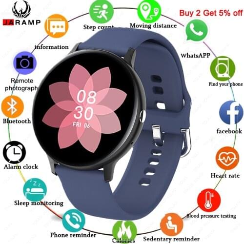 JARAMP New Women Smart Watch Activity Tracker Heart Rate Monitor Full screen touch Sports Ladies Smart Watch Men For Android IOS