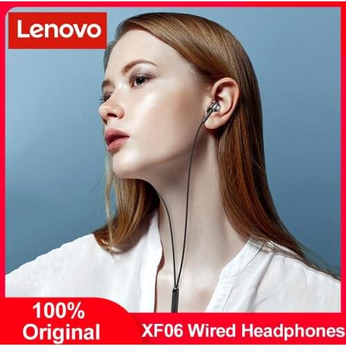 Original Lenovo XF06 Wired Headphones 3.5mm Earphones In-Ear Headset Stereo Hifi Music Earbuds In-line Control with Microphone