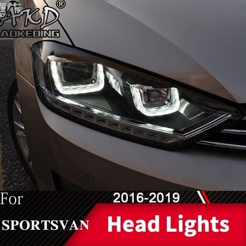 Head Lamp For Car VW Golf 7 Sportsvan 2016-2019 Golf7 Headlights Fog Lights Day Running Light DRL H7 LED Bi Xenon Bulb Accessory