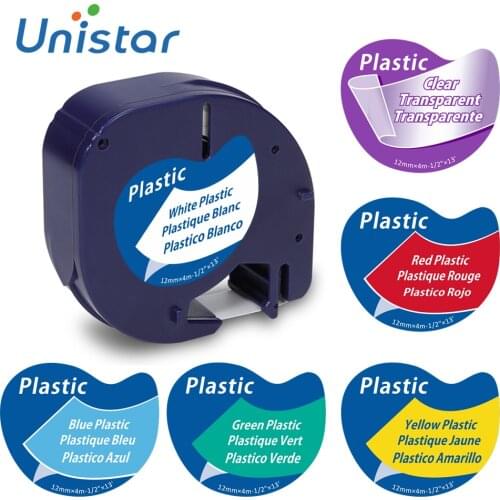 Unistar91200 91201 Compatible for DYMO LetraTag Tape 12267 Plastic Label Maker 91203 16951 Fabric Tape 18771 for LT-100H LT-100T