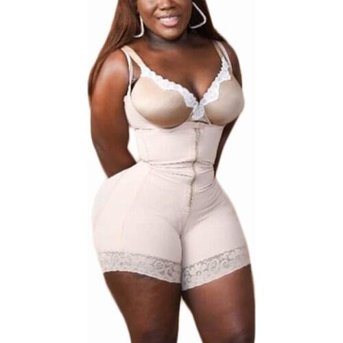Post Surgery Zipper Closure System Mid-Thigh Body Shaper Removable Adjustable Straps Natural Butt Lifting Effect Cinta Modelador