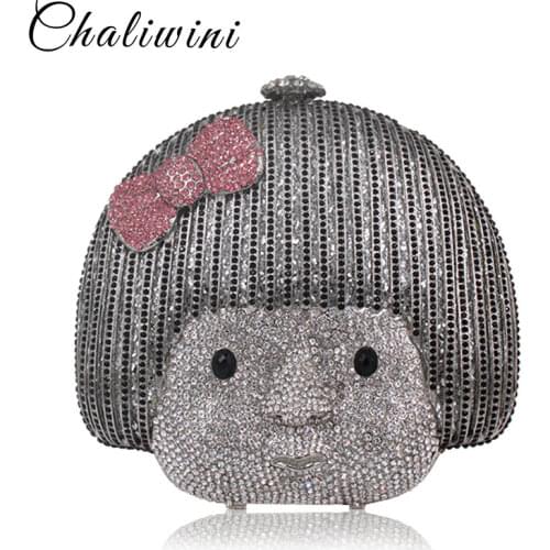 Luxury Full Diamond Cute Face Women bags European Style Banquet Shoulder Handbags Shoulder Evening Day Clutch Bag Purse