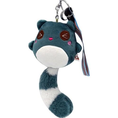 Cute Long Tail Raccoon Plush Doll Pendant Key Holder Keychain Bags Decoration