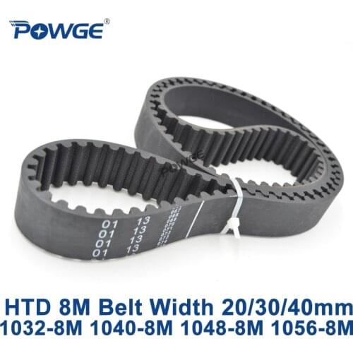 POWGE HTD 8M synchronous Timing belt C=1032/1040/1048/1056 width 20/30/40mm Teeth 129 130 131 132 HTD8M 1032-8M 1040-8M 1056-8M
