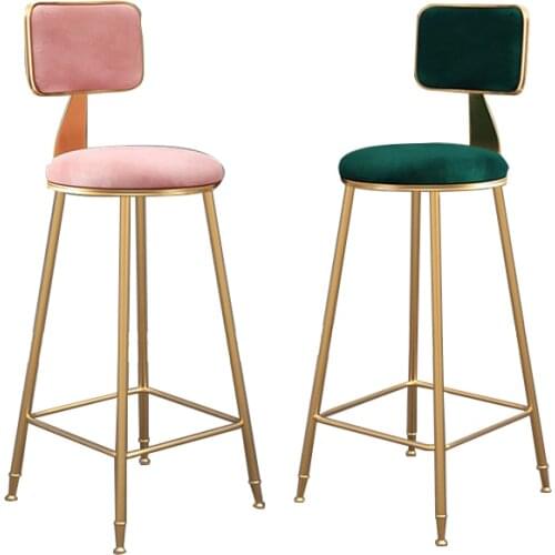 Nordic light luxury bar chair simple bar stool front coffee restaurant leisure back high stool
